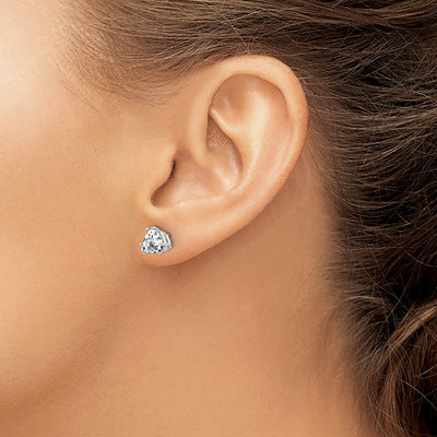 14K White Gold Trillion Cubic Zirconia Earrings, 7 x 6mm
