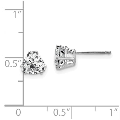 14K White Gold Trillion Cubic Zirconia Earrings, 7 x 6mm