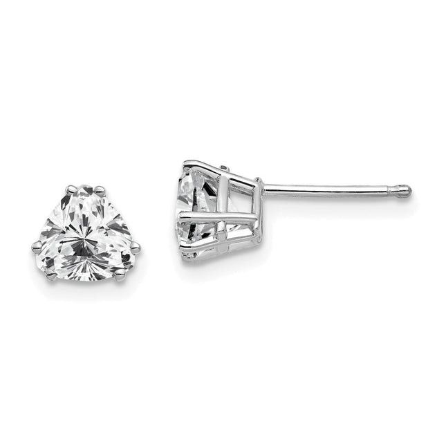 14k White Gold Trillion Cubic Zirconia Earrings, 7 x 6mm