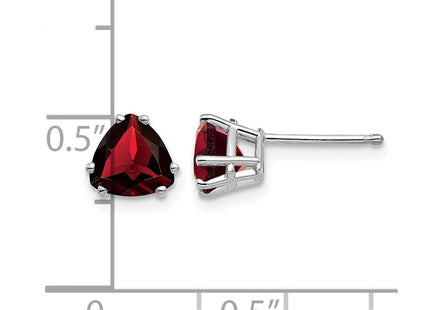 14K white gold garnet earrings, further view