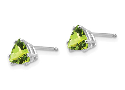 14K white gold peridot earrings, alternate view