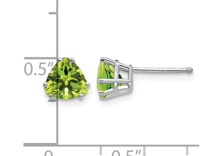 14K white gold peridot earrings, further view