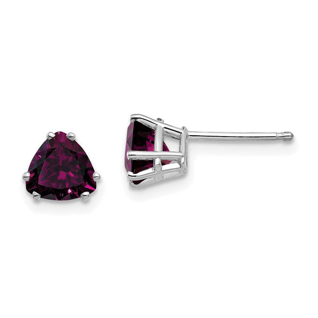 14k Trillion Amethyst Earrings, 6 x 6mm