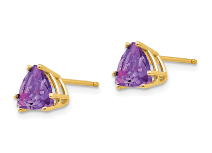 14k Trillion Amethyst Earrings, 8 x 8mm