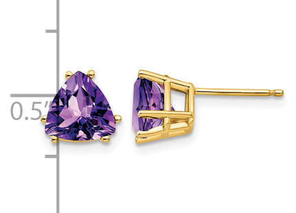 14k Trillion Amethyst Earrings, 8 x 8mm