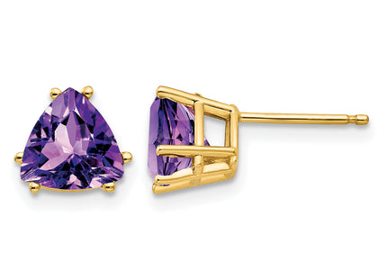 14k Trillion Amethyst Earrings, 8 x 8mm