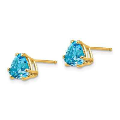14K Trillion Blue Topaz Earrings, 8 x 8mm