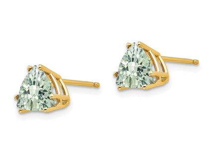 14k Trillion Checker-Cut Green Quartz Earrings (Style XE95CG)