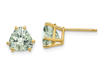 14k Trillion Checker-Cut Green Quartz Earrings (Style XE95CG)