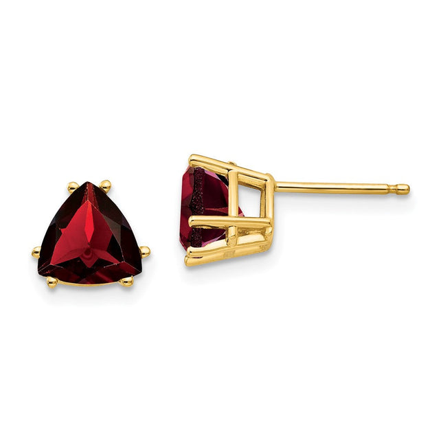 14k Trillion Garnet Earrings, 8 x 8mm