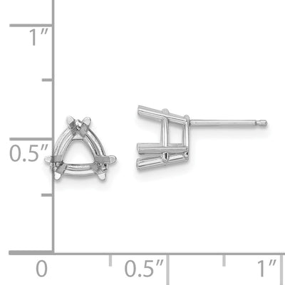 14K White Gold Trillion Earring Mountings, 8 x 7mm