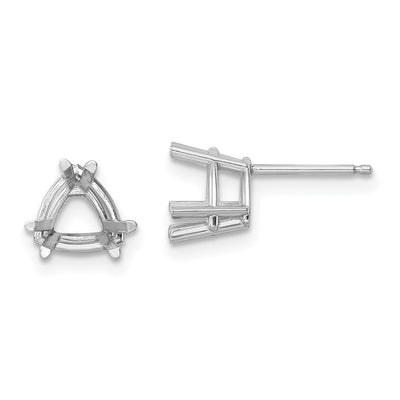 14K White Gold Trillion Earring Mountings, 8 x 7mm