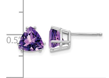 14K white gold amethyst earrings, further view
