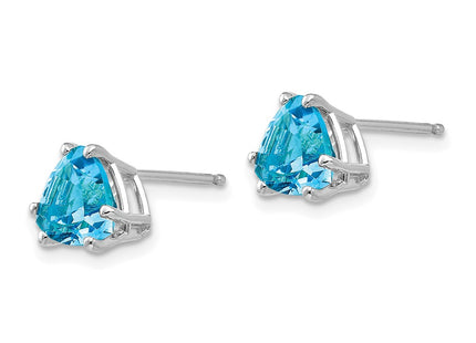 14K white gold blue topaz earrings, alternate view