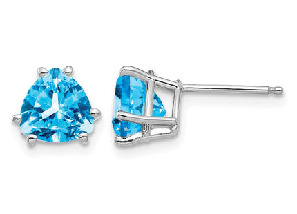 14K white gold blue topaz earrings