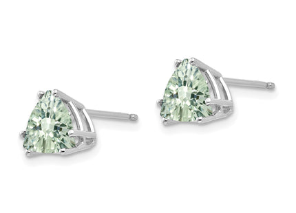 14kw Trillion Checker-Cut Green Quartz Earrings, 8 x 8mm