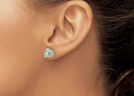 14kw Trillion Checker-Cut Green Quartz Earrings, 8 x 8mm
