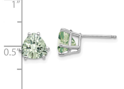14kw Trillion Checker-Cut Green Quartz Earrings, 8 x 8mm