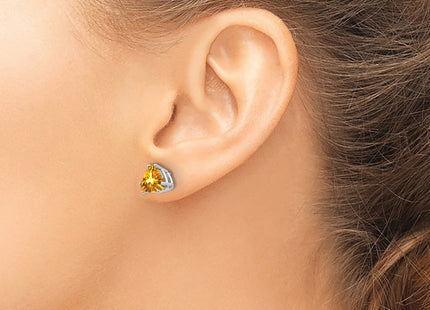 14K white gold citrine stud earrings, another view