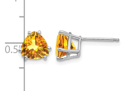 14K white gold citrine stud earrings, further view