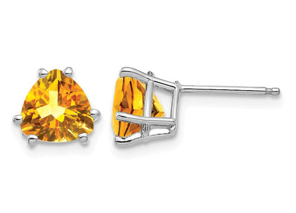 14K white gold citrine stud earrings