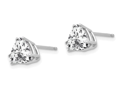 14k White Gold Cubic Zirconia Trillion Stud Earrings (Style XE95WCZ)