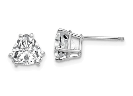 14k White Gold Cubic Zirconia Trillion Stud Earrings (Style XE95WCZ)