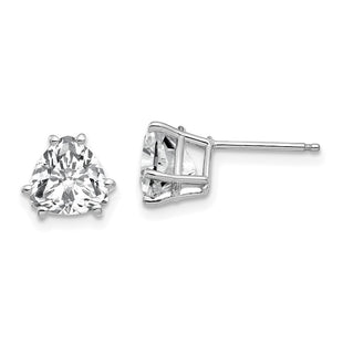 14k White Gold Cubic Zirconia Trillion Stud Earrings (Style XE95WCZ)