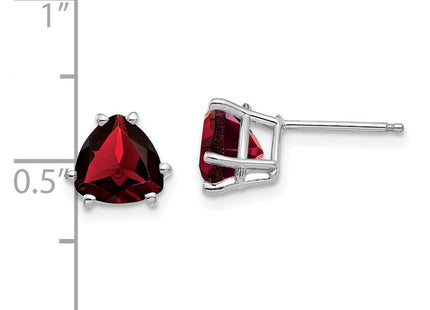 14k White Gold Trillion Garnet Earrings (Style XE95WGA)