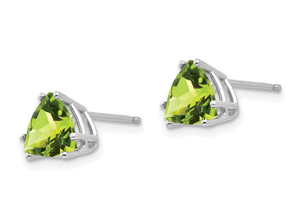 14K white gold peridot stud earrings, alternate view