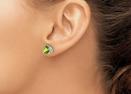 14K white gold peridot stud earrings, another view