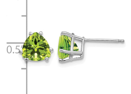 14K white gold peridot stud earrings, further view