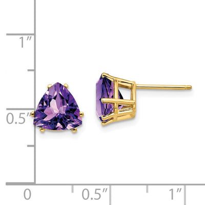 14K Trillion Amethyst Earrings, 9 x 9mm