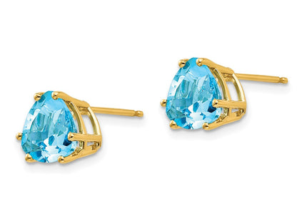 14K gold blue topaz earrings, alternate view