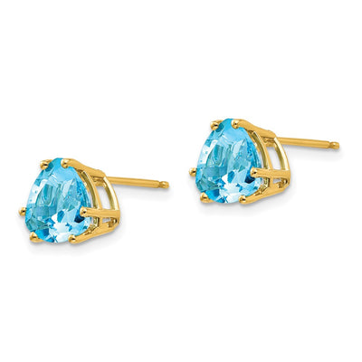 14K Trillion Blue Topaz Earrings, 9 x 9mm