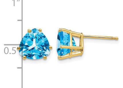14K gold blue topaz earrings, further view