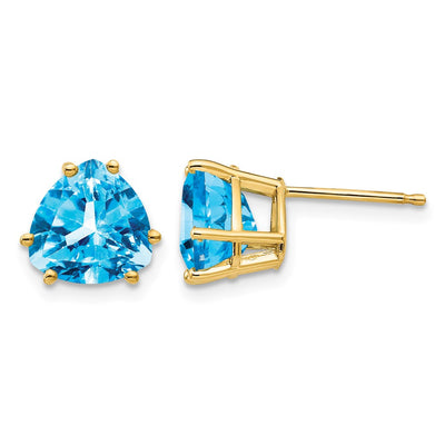 14K Trillion Blue Topaz Earrings, 9 x 9mm