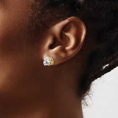 14K Trillion Checker-Cut Green Quartz Earrings, 9 x 9mm