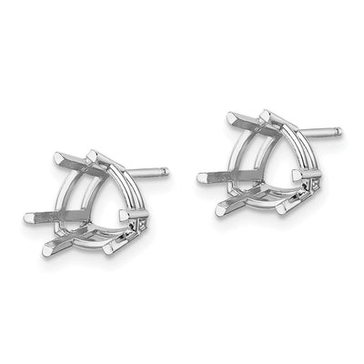 14K White Gold Trillion Earring Mountings, 9 x 8mm