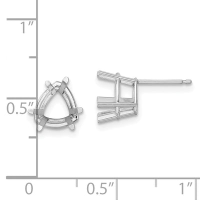 14K White Gold Trillion Earring Mountings, 9 x 8mm