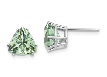 14kw Trillion Green Quartz Earrings (Style XE96WAG)