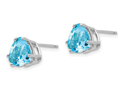 14K white gold blue topaz earrings, alternate view