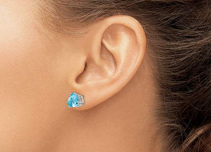 14K white gold blue topaz earrings, another view