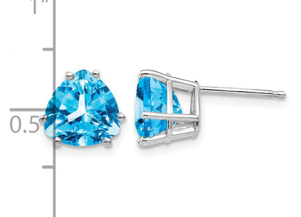 14K white gold blue topaz earrings, further view