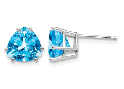 14K white gold blue topaz earrings