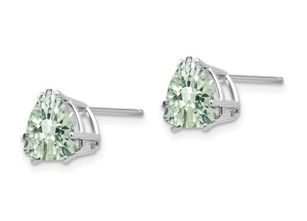 14kw Trillion Checker-Cut Green Quartz Earrings (Style XE96WCG)