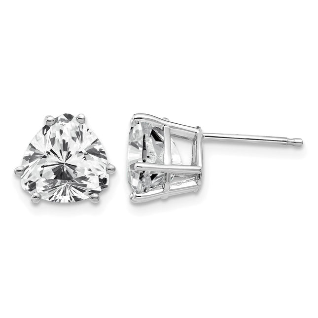 14k White Gold Trillion Cubic Zirconia Earrings, 9 x 8mm