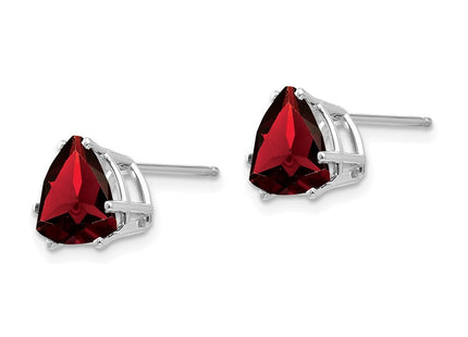 14k White Gold Garnet Trillion Stud Earrings (Style XE96WGA)