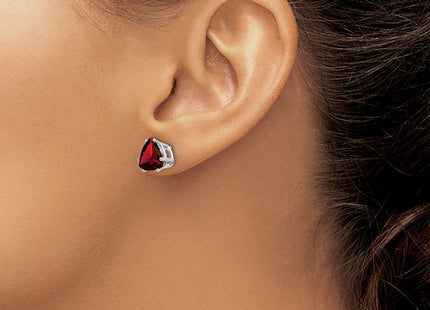 14k White Gold Garnet Trillion Stud Earrings (Style XE96WGA)