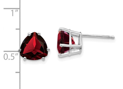 14k White Gold Garnet Trillion Stud Earrings (Style XE96WGA)